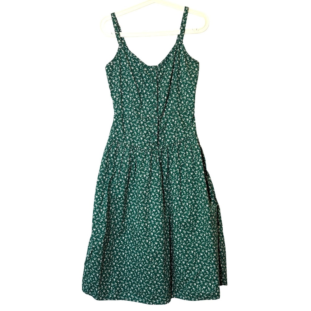 Nation LTD Green Floral Pima Cotton Midi Dress Button Front Pockets XS - Picture 2 of 12